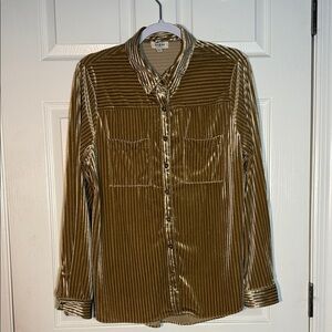 Umgee Women's Velvet Striped Button-Up Shirt